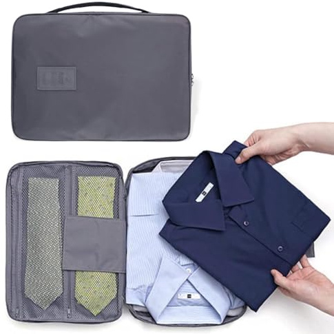 Porta camicie da viaggio uomo organizer valigia e zaino rigido Piccolo e leggero ideale per viaggi di lavoro ed a lunga distanza unisex (Grigio)