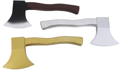 HOMSFOU Lot de 3 Fausses Haches en Polyuréthane Réalistes pour Soirée Costumée, Accessoires de Costume Pirate et Bûcheron, Légères, sans Odeur, pour Halloween et Jeux Cosplay Garçon