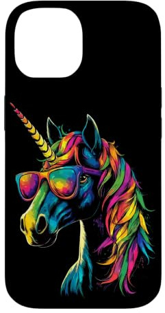Licorne Coloré Arc-en-Ciel Cavalière Chevaux Équitation Coque pour iPhone 14