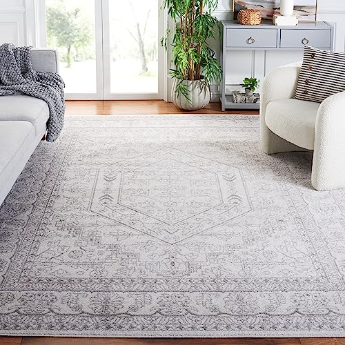SAFAVIEH Area Rug 9x12 - Adirondack Collection - Large - Ivory & Silver, Oriental Medallion Design, Non-Shedding & Easy to Clean, Ideal for Living Room, Bedroom, Dining Space (ADR108B)