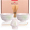Goodwei Matcha Set DUO mit zwei Matcha Schalen und Besenhalter aus Keramik, Matchabesen und Bambuslöffel | Teezeremonie-Set für Zwei (Shiro)
