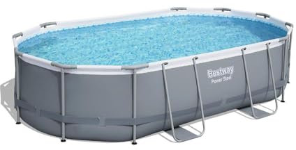 Bestway Kit Piscina Ovale Power Steel Frame - 488 X 305 X 107 Cm - Grigio