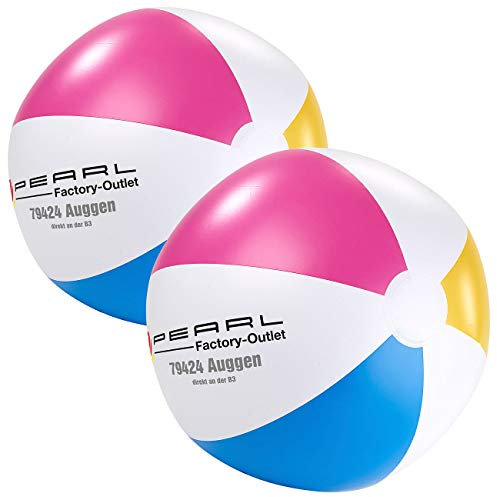 PEARL Aufblasbarer Ball: 2er-Set Aufblasbare Wasserbälle, Mehrfarbig, Ø 33 cm (Aufblasbarer Ball Wasser, Spielbälle aufblasbar, Schwimmbad)