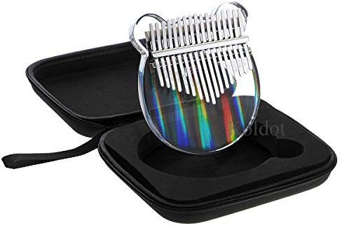 Kalimba-Daumenklavier in Bärenform, 17 Tasten, massiver Finger, transparenter Körper, süßer Kristall, Acryl, Kalimba mit Hartschalenkoffer, Geschenke für Kinder, Erwachsene, Anfänger mit Stimmhammer