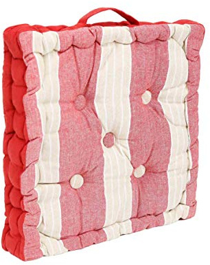 thesecrethome.es - Cojín de Suelo Doble Cara - Asiento con Asa Acolchado de 40 x 40 cm para Interior y Exterior - Cojín Silla Algodón 100% - Decoración Hogar (Rojo/Beige)