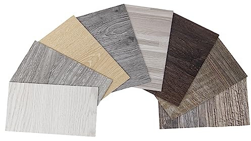 Art3d Peel and Stick Floor Tile Vinyl Wood Plank Samples Set of 6, Rigid Surface Hard Core Easy DIY Self-Adhesive Flooring