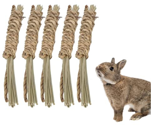 Hapivida 5 Pezzi Giocattoli da Masticare Erba, Bastoncini da Masticare Alghe Naturali Piccoli Animali Giocattolo per Cincillà Scoiattolo Gerbillo Criceto Scoiattolo Cavie(S)
