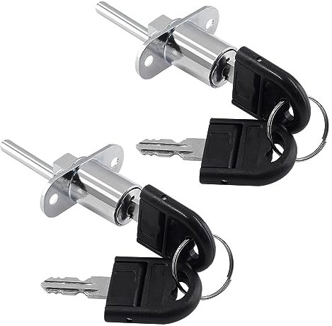 Biaungdo 2 Pcs Zinc Alloy Drawer Lock, 16mm Desk Office Cabinet Safety Lock Wardrobe Furniture Hardware Locker with 2 Folding Keys (Silver White)