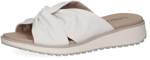 CAPRICE Damen Pantoletten aus Leder mit Fußbett, Weiß (White Nappa), 39 EU