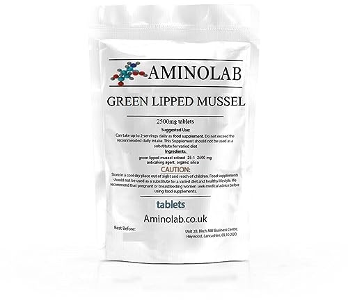 AMINOLAB - Green LIPPED Mussel 2500mg 365 Tablets - Supports Joint Health & Mobility, Promotes Cartilage Repair, Reduces Muscle Soreness & Inflammation - Rich in NUTRIENTS.