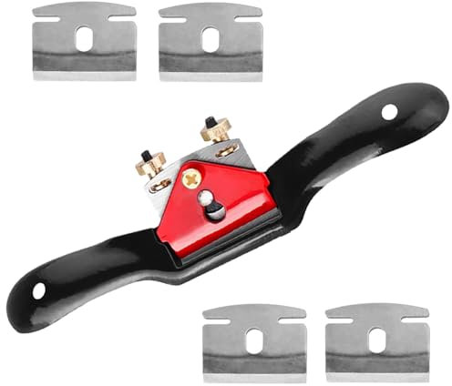 Gativs Cepillo de Borde de Mano Ajustable con 4 Cuchillas de Repuesto Cepillo de Carpintero Manual Garlopa de carpintería Cepillo Madera Plana Cepilladora para Carpintería Cepillo Carpintero