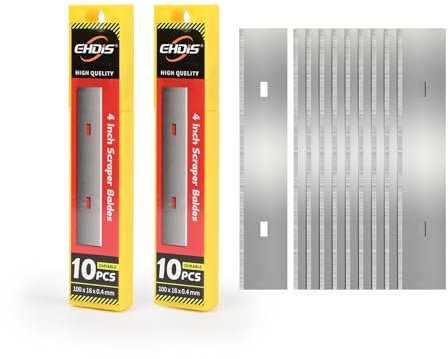 EHDIS 20 Stück Ersatzklinge für Schaber 100mm, Klingen für Farbschaber, Tapetenschaber, Teppichschabe, Handschaber, Kohlenstoffstahl, Extra scharfe