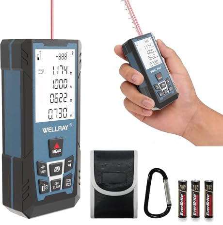 Laser Measuring Tool, 500FT Laser Measure Tool with ±1/16 Accuracy, IP54 Laser Distance Meters with FT/in Units for Area/Volume, Laser Measurement Tool with Angle Sensor for DIY Home Indoor, Blue