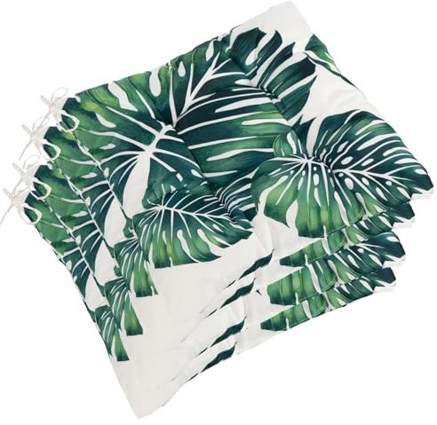 OHS Garden Chair Cushions Set of 4, Soft Comfy Patio Padded Seat Cushions Water Resistant Outdoor Chair Cushion for Garden Furniture Bistro Chairs, Tropical Green