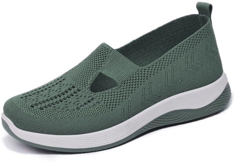 Women's Comfort Walking Shoes, Woven Lightweight Breathable Orthopedic Sneakers with Soft Sole, Arch Support and Stretch Fit
