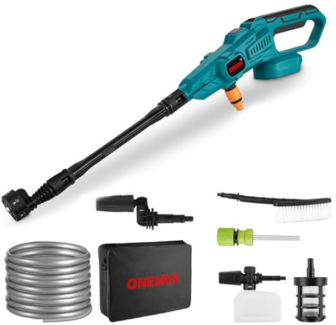 ONEVAN Akku Hochdruckreiniger Bürstenlos, 6 Funktionen 3 Gear 120bar Mobiler Hochdruckreiniger Akku Druckreiniger Hochdruck Wasserpistole für Auto, Terrasse, Kompatibel mit Makita 18V (ohne Batterie)