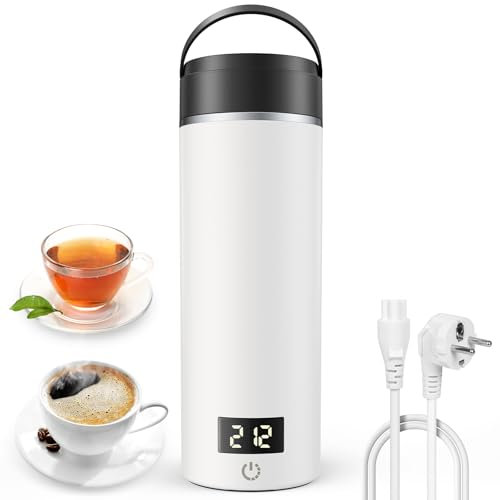 AIRMSEN Wasserkocher Klein mit 6 Temperatureinstellung, 500ml Mini Elektrischer Wasserkocher mit SUS 316 Edelstahl, 4 Warmhaltemodi und LED-Temperaturanzeige in Echtzeit (Weiß)