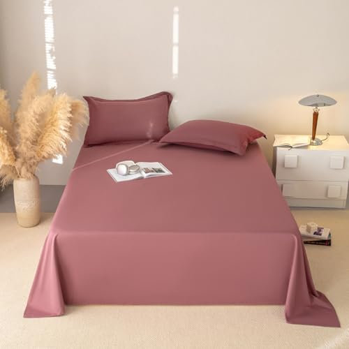 HAIBA Bettlaken ohne Gummizug 220x230 cm Weinrot Betttuch ohne Gummi Baumwollstoff Laken zum zudecken Hotel