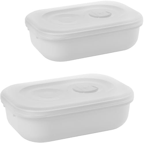 2friends Mikrowellengeschirr mit Deckel 2er Set (14x16x20 cm) Mikrowellen Geschirrset mit Dampfregelventil + Griff, aus lebensmittelechtem Kunststoff, Spülmaschinenfest, Hergestellt in der EU (Weiß)
