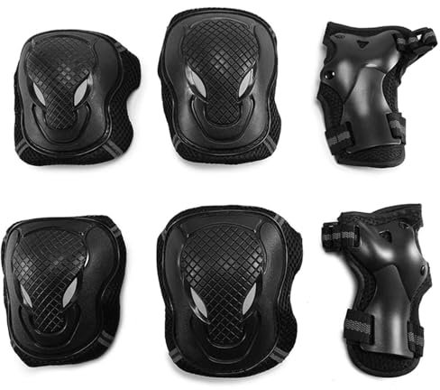 RUVOO Rodilleras Voleibol Rodilleras Gym Conjunto De Equipo De Protección 6 En 1, Rodilleras, Coderas Y Muñequeras, Protección De Seguridad para Bicicletas Y Scooters Rodilleras Balonmano(M)