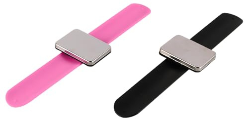 Laroal 2PCS Magnetic Wrist Pin Cushion Portable Arm Needle Pad with Magnetic Pin Holder for Sewing Salon Hair Accessories and Crafts Convenient Needle Organizer
