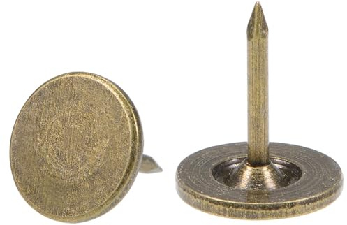 TA-VIGOR 30Pcs Heavy Duty Flat Head Push Pins, Decorative Thumb Tacks for Wall, Furniture Cork Board & Bulletin Board – 11mm x 13mm Upholstery Tacks for Home Office & DIY Use, Bronze