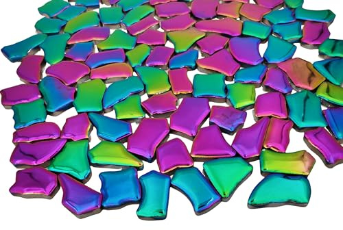 Azulejos de mosaico de cerámica irregulares de 500 g, piedras de mosaico de 2 a 4 cm para hacer mosaicos de bricolaje, manualidades, artes de pasatiempos, decoración de pared del hogar (arcoíris)