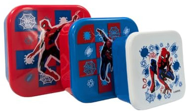 My sweety pop - lot de 3 boites a gouter - Boîte à goûter - Lunch box - Pour enfant - Crèche - Maternelle - Ecole - Vacances - Repas - 11,5 cm (Spiderman - Rouge/Bleu)