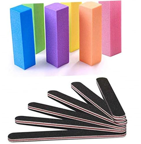 LIFKOME Bloques Pulidores Uñas Cuadrados de Doble Cara Lijas y Limas Esmeril para Manicura Profesional y Uso Doméstico Accesorios para Uñas Acrílicas y Naturales Colores Surtidos
