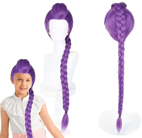 Parrucca Cosplay Anime, Parrucca Kpop per Halloween, in Fibra Sintetica Regolabile e Resistente al Calore (Purple braid)