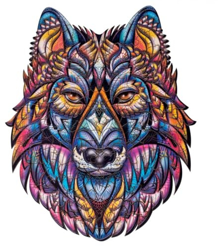 FANCY Varg Träpussel 100 Bitar - Pussel i Trä för Vuxna, Barn och Tonåringar - Djurform Träleksak & Kreativ Gåva - Trädjurspussel för Vuxna - Wooden Puzzle Wolf