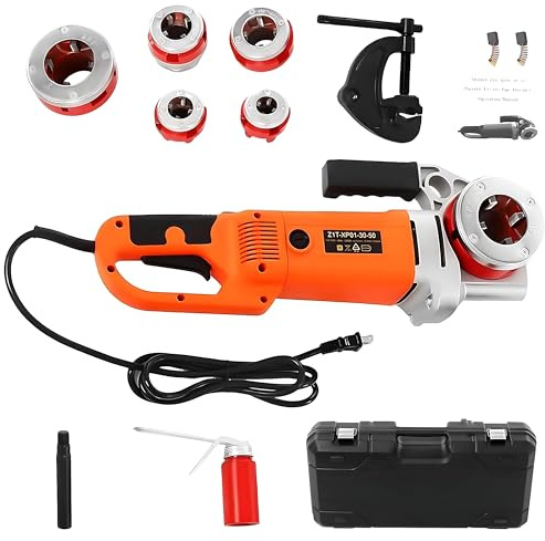 FgdVrelnor Filettatrice per Tubi Elettrica 2300W, Filettatrice Portatile a Mano con 6 Filiere (1/2–2 Pollici), Motore in Rame,Adatto per Tubi in Polipropilene e Tubi in Alluminio