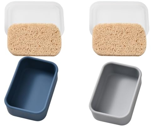 2 stycken tvålburkar resa av silikon, läckagesäker tvålburk resa | 12 x 8,5 x 4,5 cm, med lock och dropplager, läckagesäker och vattentät, okrossbar, för resor, bad, camping, fitness