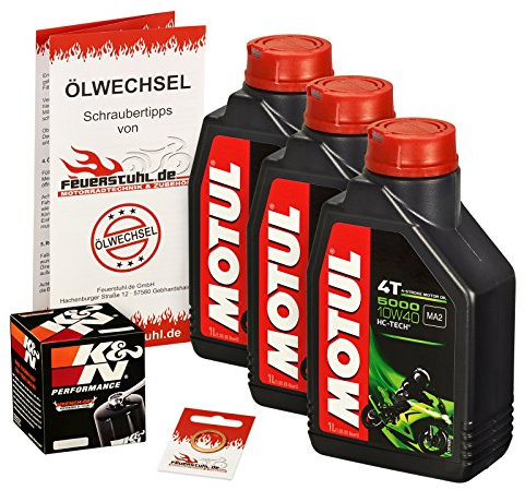 Motul 10W-40 Öl + K&N Ölfilter für Yamaha MT-07 /Moto Cage, 14-15, RM04 - Ölwechselset inkl. Motoröl, Filter, Dichtring