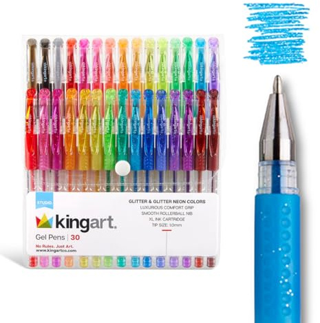 KingArt Soft Grip Gel Pen Set 30/Pkg-Assorted Colors