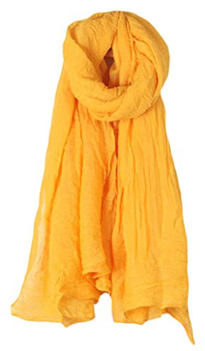 KINTRADE écharpe Longue Couleur Unie pour Femmes enveloppé de Coton à Motif rétro écharpe en Hijab Grand châle élégant Jaune