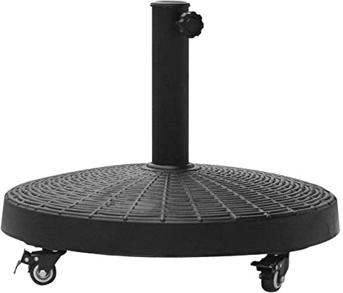 Outsunny 22.7kg Resin Patio Parasol Base Umbrella Stand Weight Deck Garden Sunshade Holder Round w/Wheels Brakes Outdoor