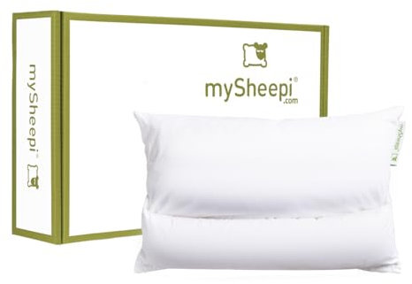 mySheepi, Nackenkissen mit Nackenrolle, ergonomisches Kopfkissen, Nackenstützkissen mit anpassbarer Füllung, ideales Seitenschläferkissen, Rückenschläferkissen, Bauchschläferkissen, 60x40 cm