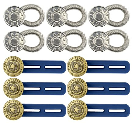 Komfortabel byxlinningförlängare mix set, 12-pack, med silikonband och metallfjäder, för män och kvinnor, för jeans, byxor, kostymbyxor, kjol, graviditetsbyxförlängare, kan bära favoritbyxor