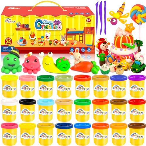 VIPNAJI Knete Set für Kinder, 23er Pack für Fantasievolles und Kreatives Spielen, Teig Spielzeug Geschenk für Jungen Mädchen, Multicolor