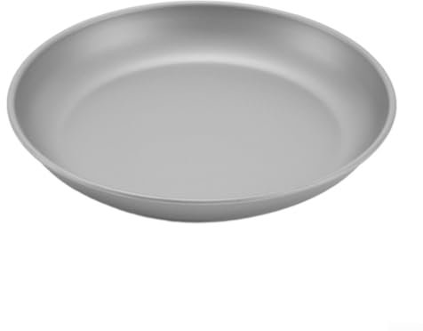 CARMOTTER Titanium Plate with Raised Sides,Ultra Lightweight Camping Plate for Camping, Hiking, Picnic Sturdy and Compact Dishware(185mm)