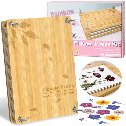 MOBYKE Große Blumenpresse, 27,9 x 19,6 cm, Blumenpress-Set für Erwachsene und Kinder, mit Aufbewahrungstasche, Hochzeitsstrauß, Konservierungs-Set, getrocknete, gepresste Blätter und Blumen, für