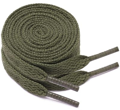 GOODSALEOK 2 Paia Di Lacci Scarpe Da 8mm Per Sneakers Stringhe Scarpe Piatti Ideato Per Le Scarpe Casual Per Bambini E Adulti Verde Militare-100CM
