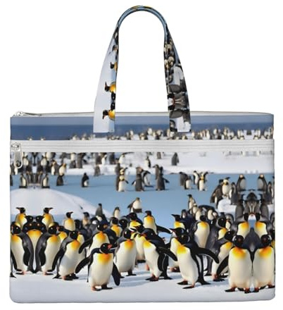 SDEGTHO Happy Penguin Zippered Document Bag With Handle For Carrying Paper Files Books Filing Folder