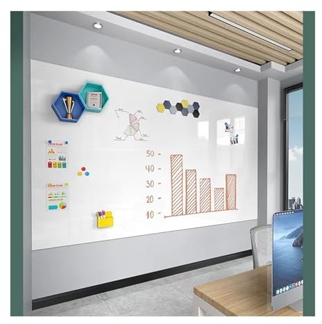 Rollo de papel magnético de vinilo borrable autoadhesivo para el hogar, estudio, sala de juegos y oficina, pizarras de borrado en seco, pizarras de mensajes extraíbles, color blanco, 120 x 150 cm