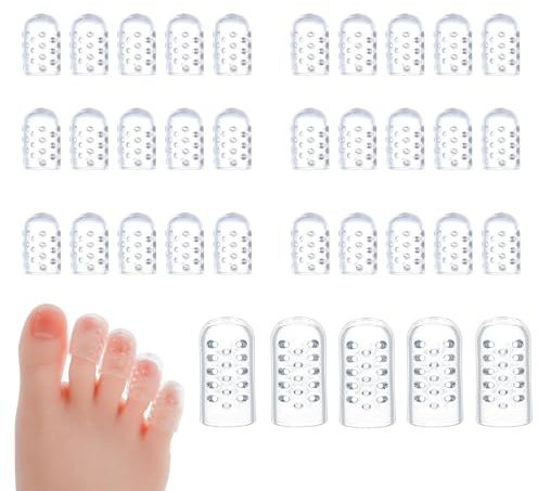 35 Pièces Silicone Protège Orteils, Protège Gros Gel Petit Orteil pour homme femme, Protection doigt de pied Respirants pour Ampoules Callosités Ongles Soulager Pied la Douleur