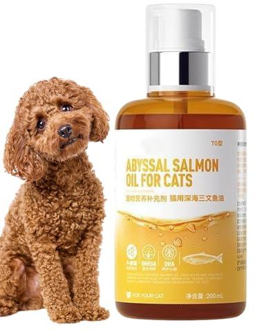 Kustimantu Aceite de Salmón Para Gatos,200 ml Suplemento Dietético Para Perros - Producto Animal Puro Altamente Concentrado Con Efecto Rápido Para Apoyar La Movilidad Articular Y La Salud De La Piel