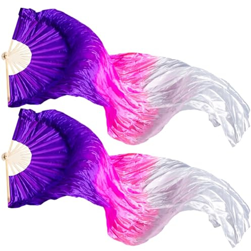 2 st sidenfläktar för dans, 145 cm eleganta dansband lätt lek silkesscarf dansrekvisita för uppträdande, flöden konst och tillbedjan