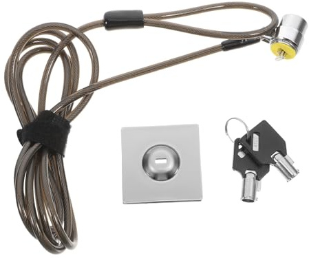 BESPORTBLE Cadenas pour Ordinateur Portable 1,9 M en Alliage de Zinc, Antivol pour Bureau et Maison, Câble Renforcé Multicouche, Verrou avec Clé pour Protection Informatique, Noir