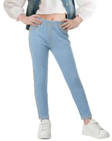 Baogaier Leggings para Niña, Elásticos Slim Fit Jeggings para 6-13 Anos | Cómodos, Vaqueros Legging, Infantiles Transpirable, Suaves, Cintura Alta Mallas, Casual Pantalones, con bolsillos, Niños Ropa